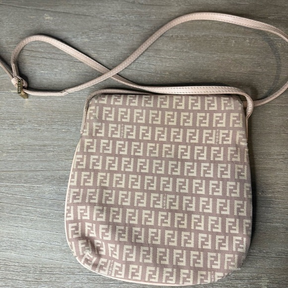 Fendi Zucchino Vitello Pink Canvas Crossbody or Shoulder Bag | Fair Condition - Picture 11 of 17